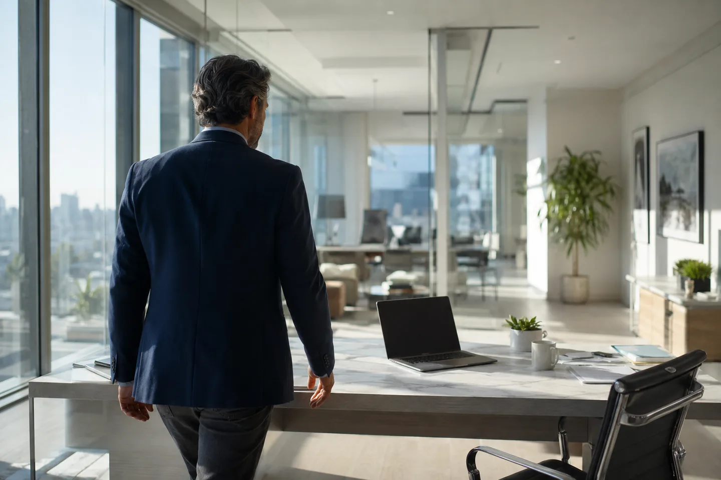 Business owner in a bright office